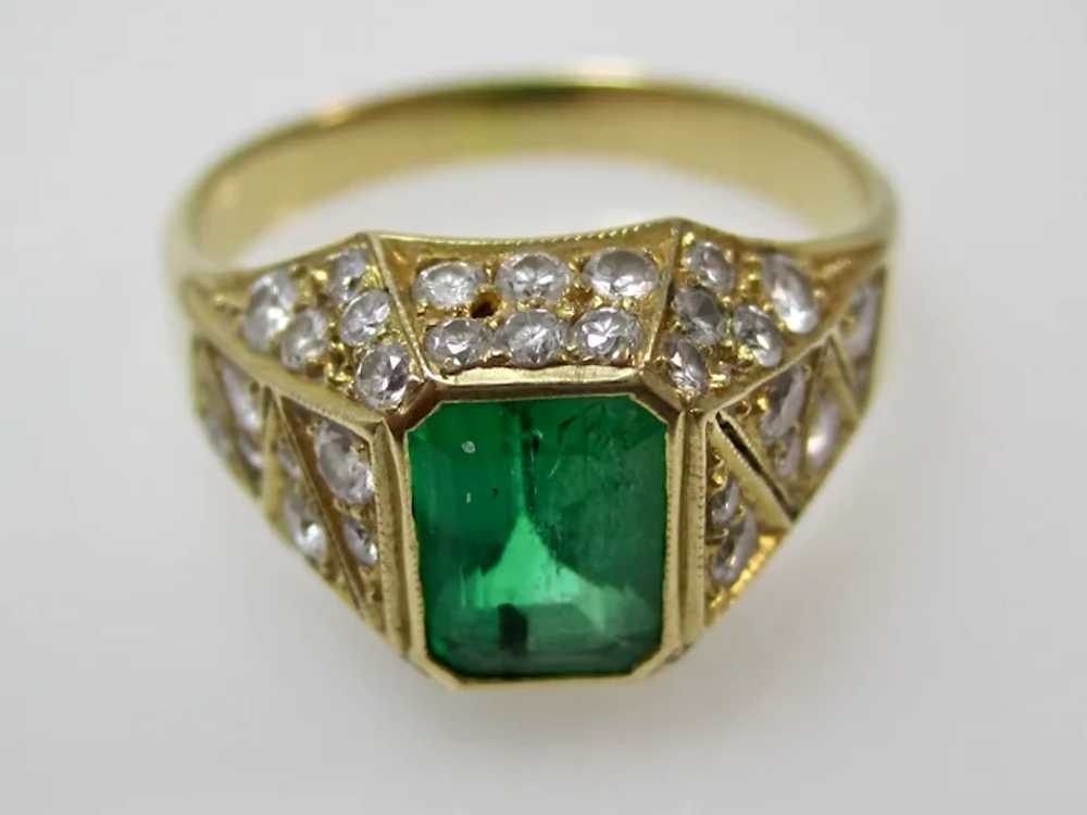 Vintage Estate Emerald & Diamond Ring 18K - image 4