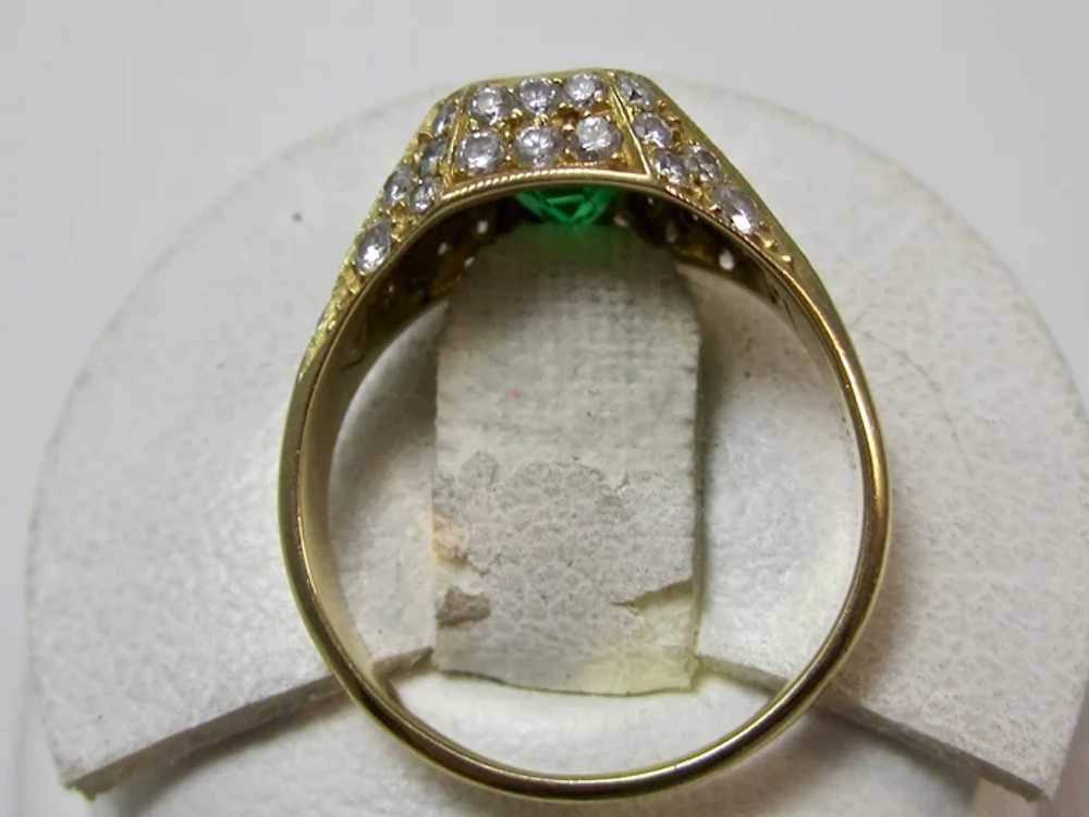 Vintage Estate Emerald & Diamond Ring 18K - image 6