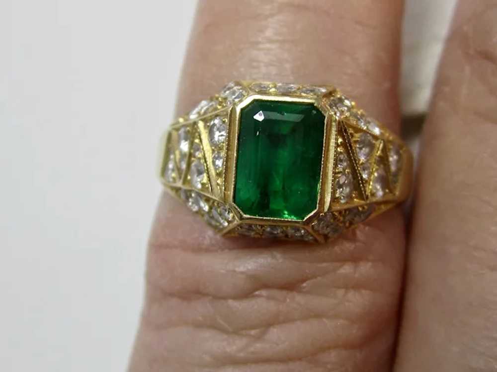 Vintage Estate Emerald & Diamond Ring 18K - image 7