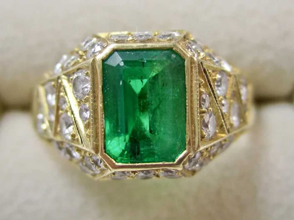 Vintage Estate Emerald & Diamond Ring 18K - image 8