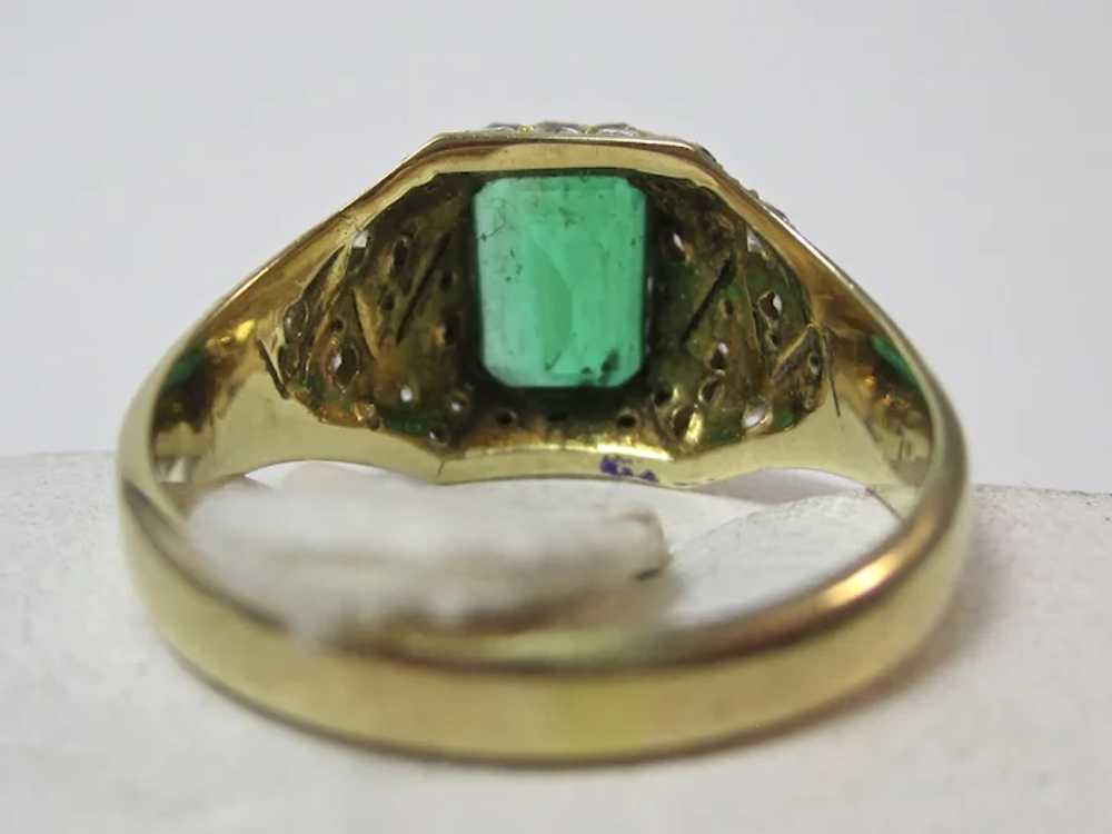 Vintage Estate Emerald & Diamond Ring 18K - image 9