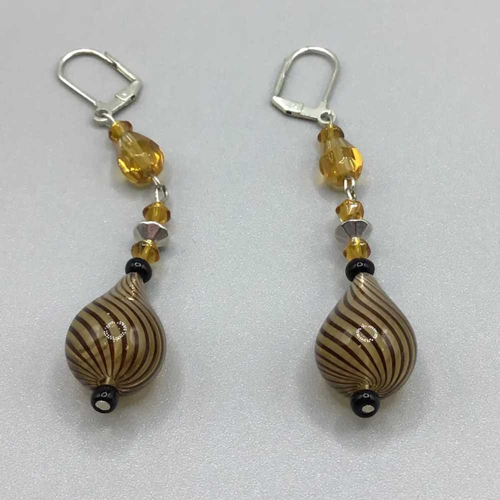 Art Glass Dangles Earrings Pierced Leverback Opti… - image 10