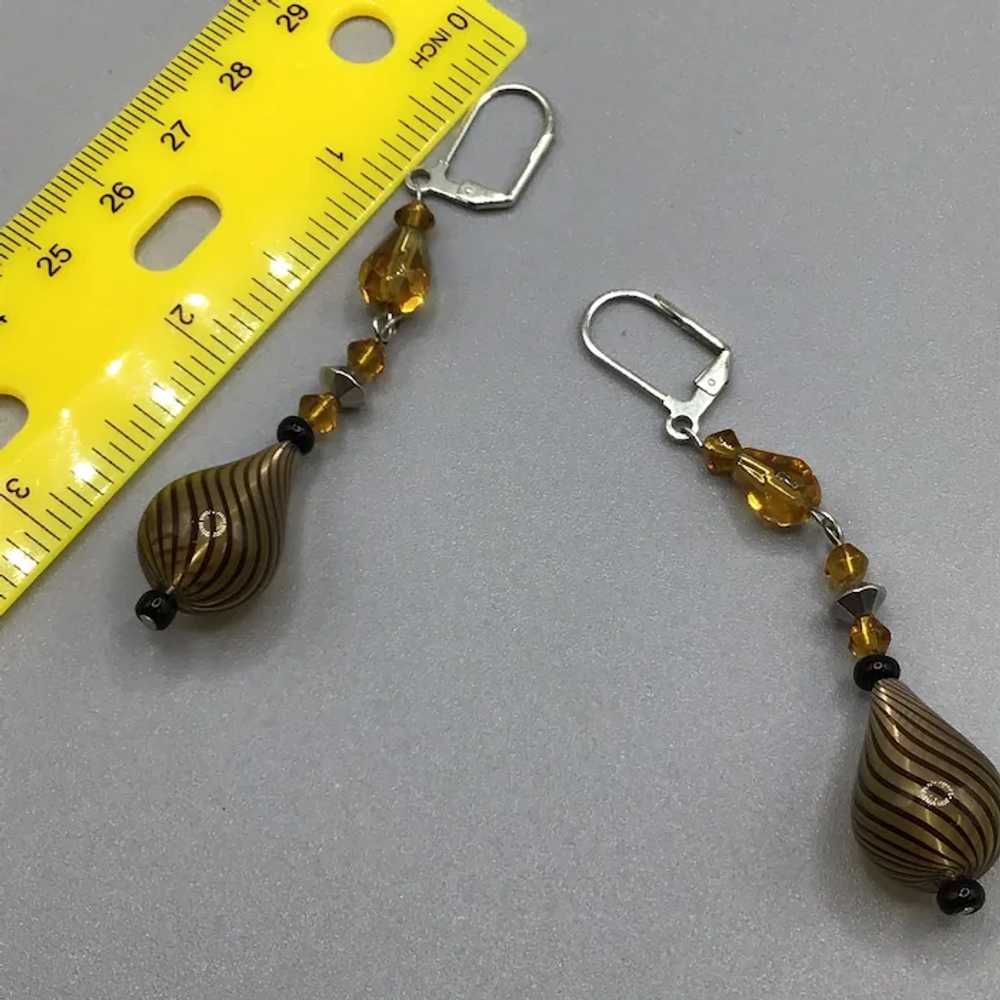 Art Glass Dangles Earrings Pierced Leverback Opti… - image 11