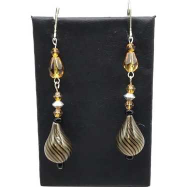 Art Glass Dangles Earrings Pierced Leverback Opti… - image 1