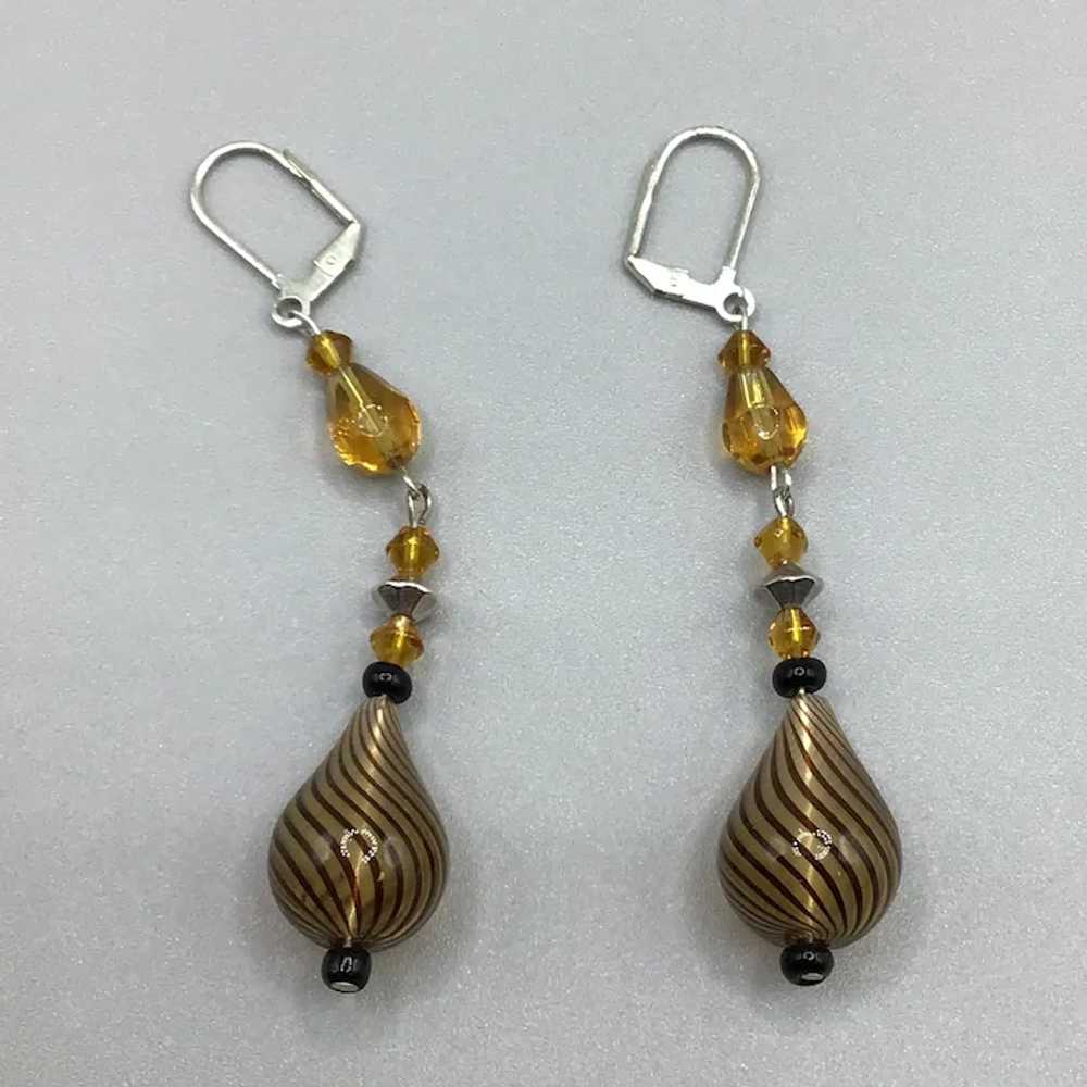 Art Glass Dangles Earrings Pierced Leverback Opti… - image 4