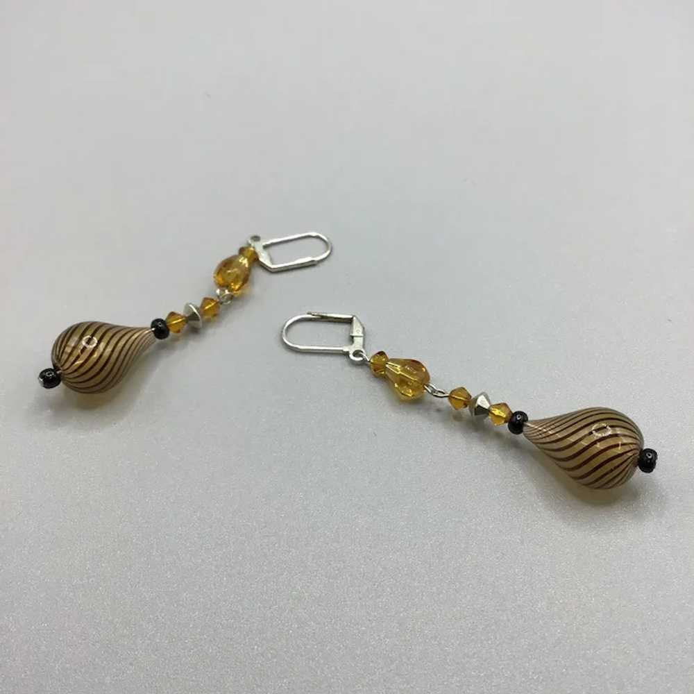 Art Glass Dangles Earrings Pierced Leverback Opti… - image 8