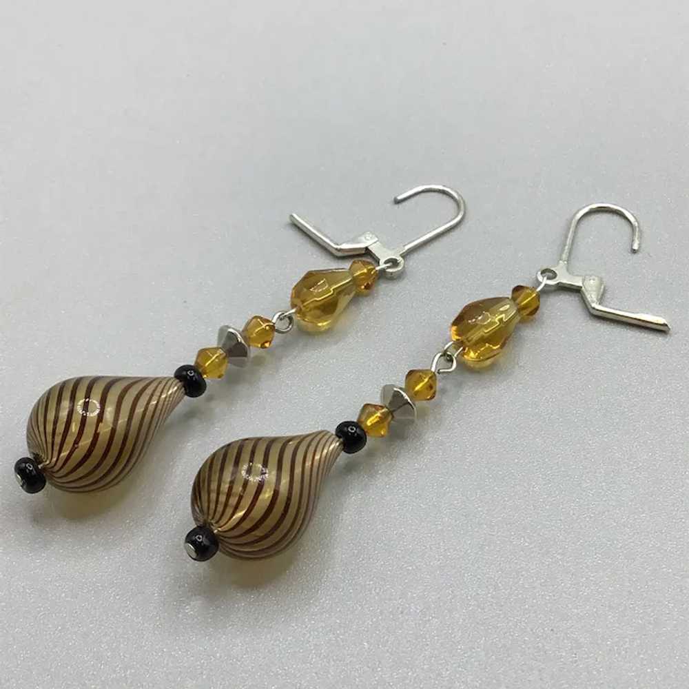 Art Glass Dangles Earrings Pierced Leverback Opti… - image 9