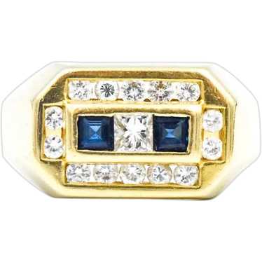 Unisex 14k Genuine Sapphire Diamond Band Ring