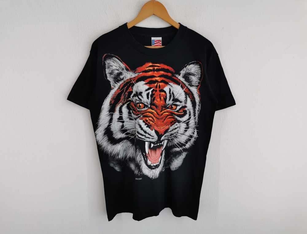 New Vintage 1980s/1990s Nature Tiger Black Vtg T Shirt Size Large