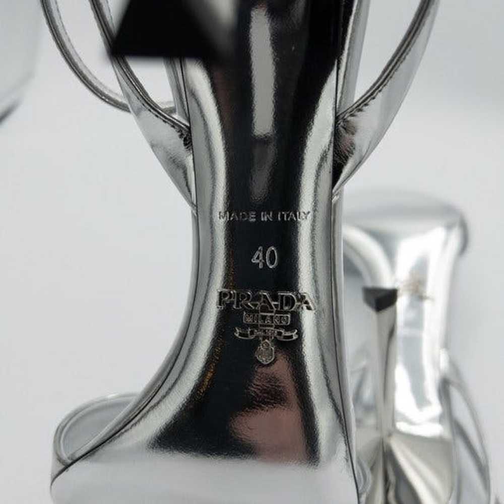 Prada Prada Silver Metallic Logo Stiletto Heeled … - image 11