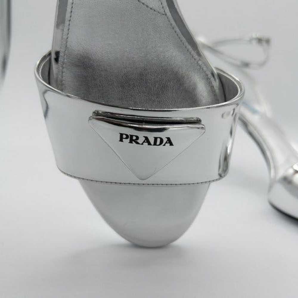 Prada Prada Silver Metallic Logo Stiletto Heeled … - image 5