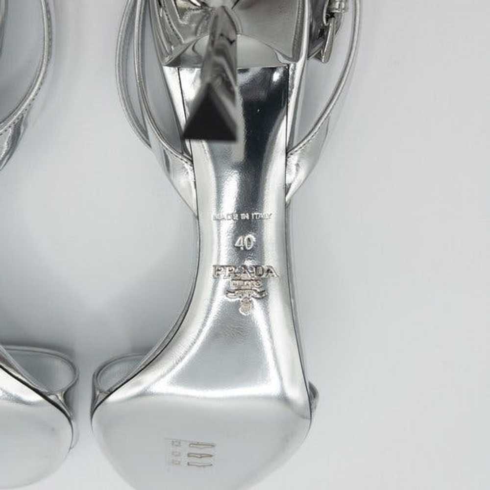 Prada Prada Silver Metallic Logo Stiletto Heeled … - image 8