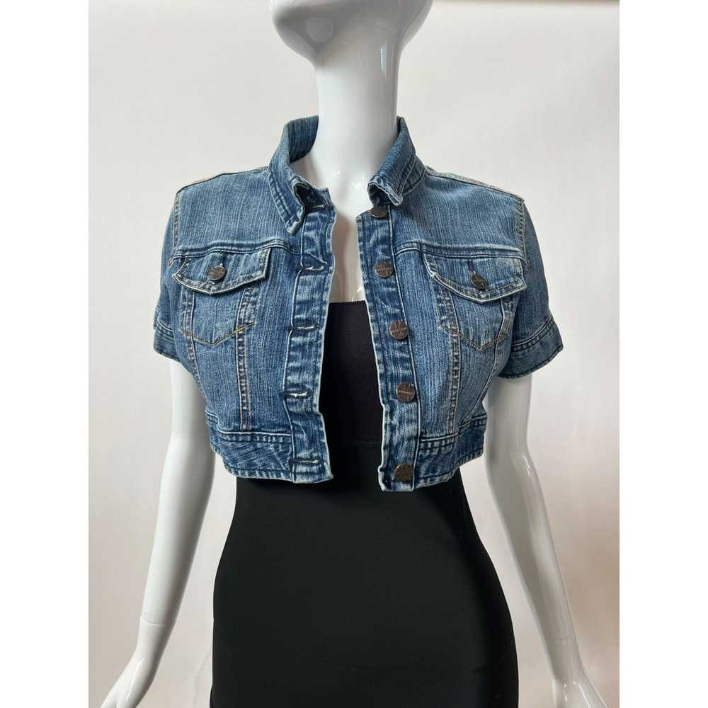 Vintage Younique Denim Crop Jacket M Blue Denim C… - image 1