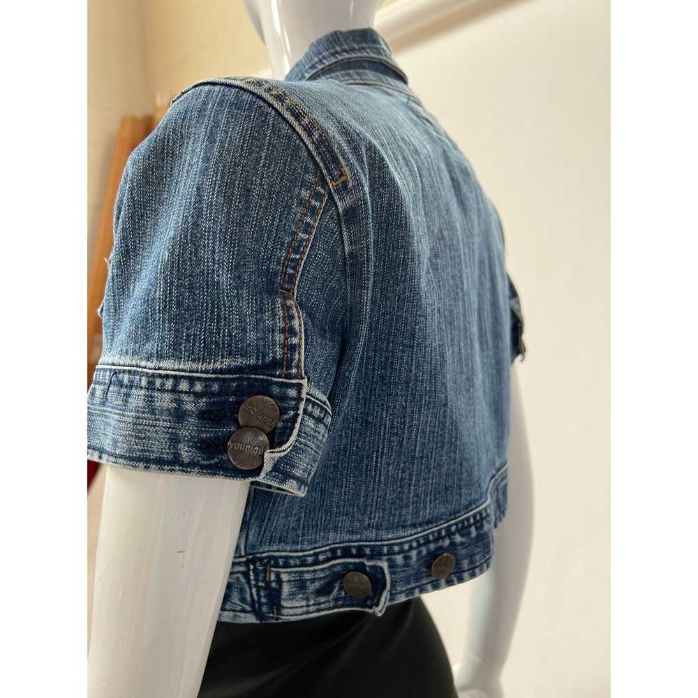 Vintage Younique Denim Crop Jacket M Blue Denim C… - image 5