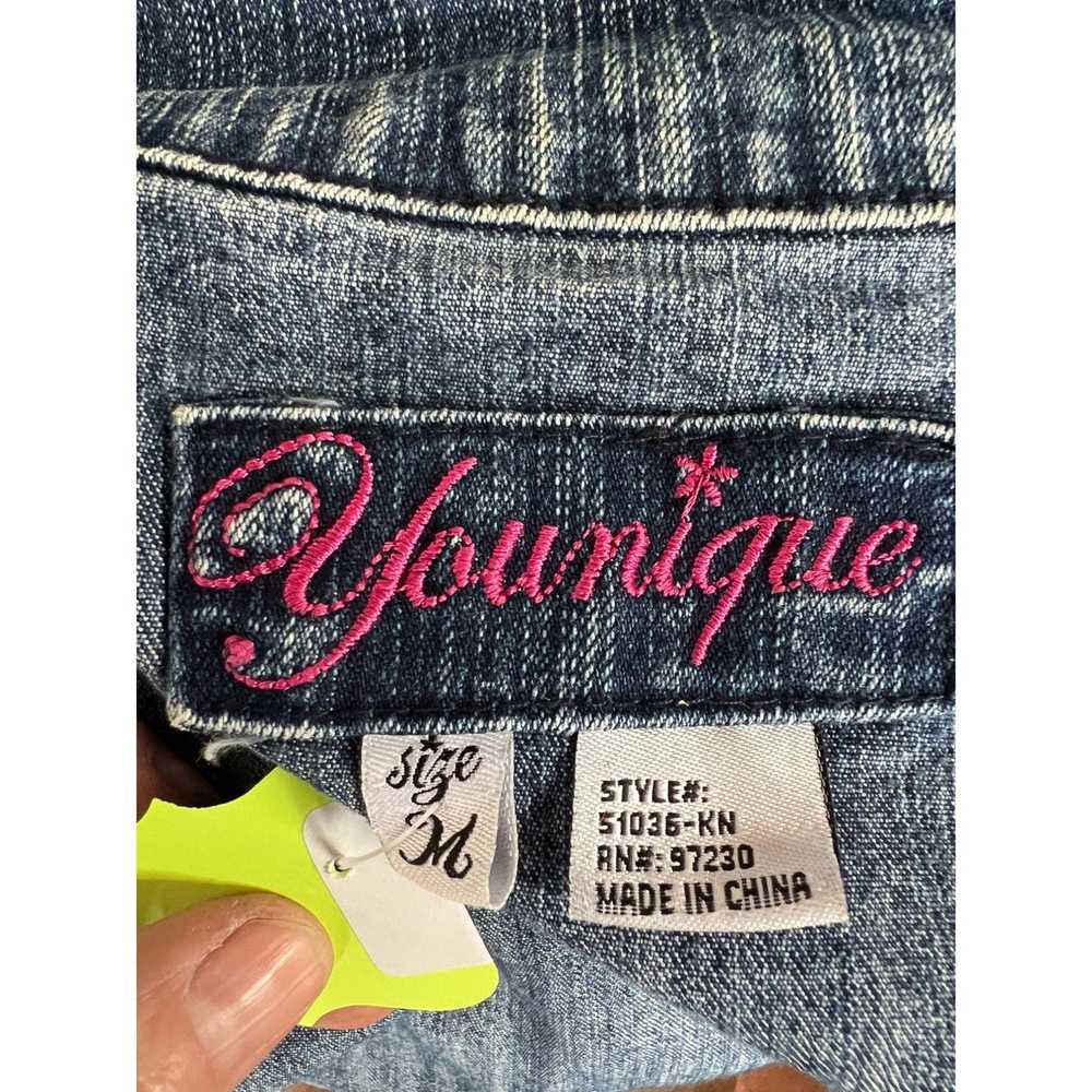 Vintage Younique Denim Crop Jacket M Blue Denim C… - image 8