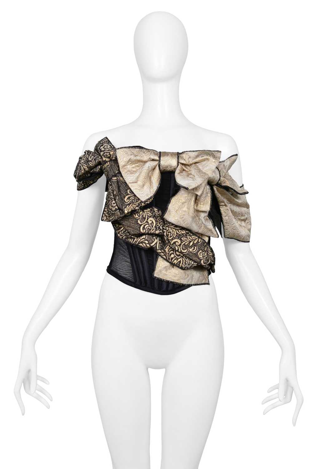 DOLCE & GABBANA BLACK & GOLD MULTI BOW CORSET TOP… - image 2