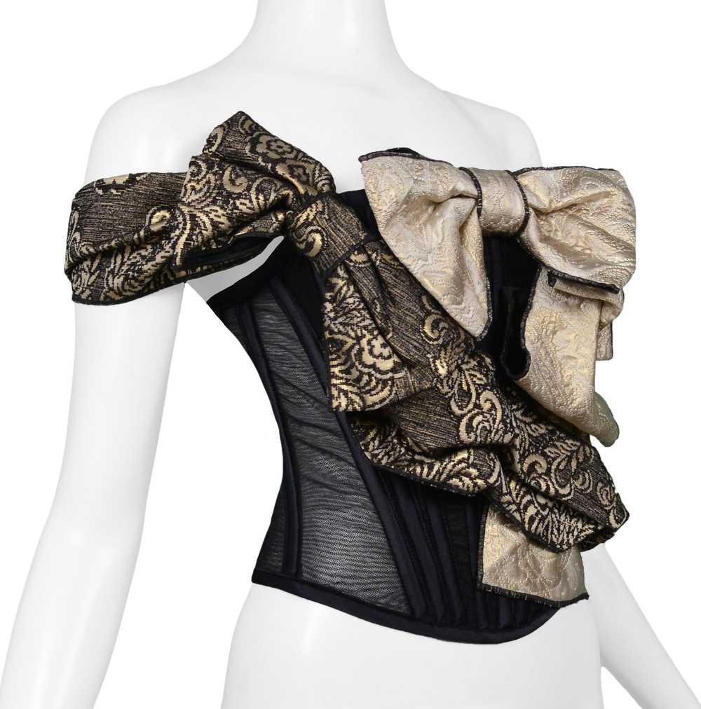 DOLCE & GABBANA BLACK & GOLD MULTI BOW CORSET TOP… - image 3