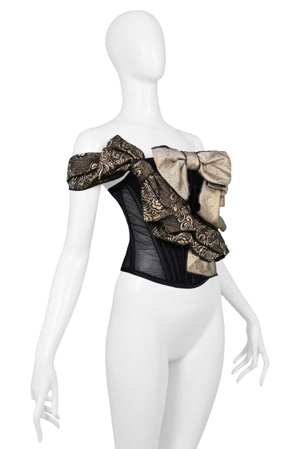 DOLCE & GABBANA BLACK & GOLD MULTI BOW CORSET TOP… - image 4