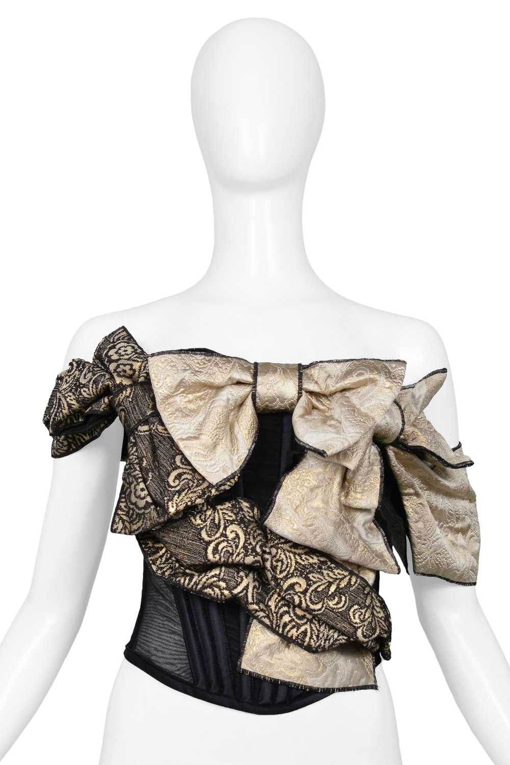 DOLCE & GABBANA BLACK & GOLD MULTI BOW CORSET TOP… - image 5