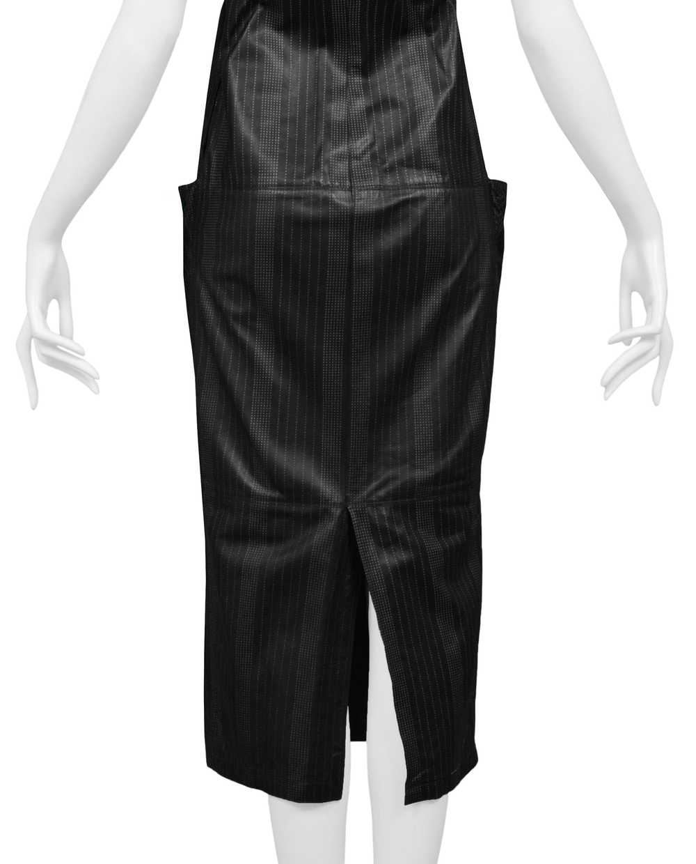 VERSACE BLACK LEATHER PINSTRIPE TANK DRESS 1990s - image 6