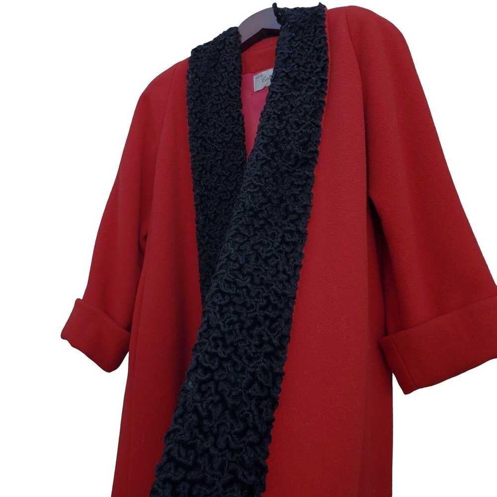 Vintage Volup Vintage 80s Long Coat Plus Red Wool… - image 10