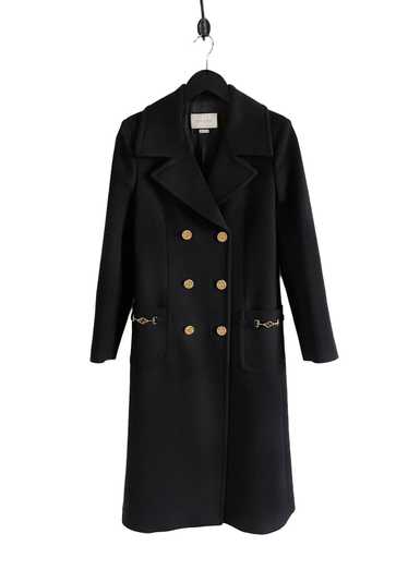 Gucci Double Breasted Wool Coat Black