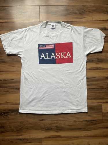Jerzees × Vintage White USA alaska T-shirt