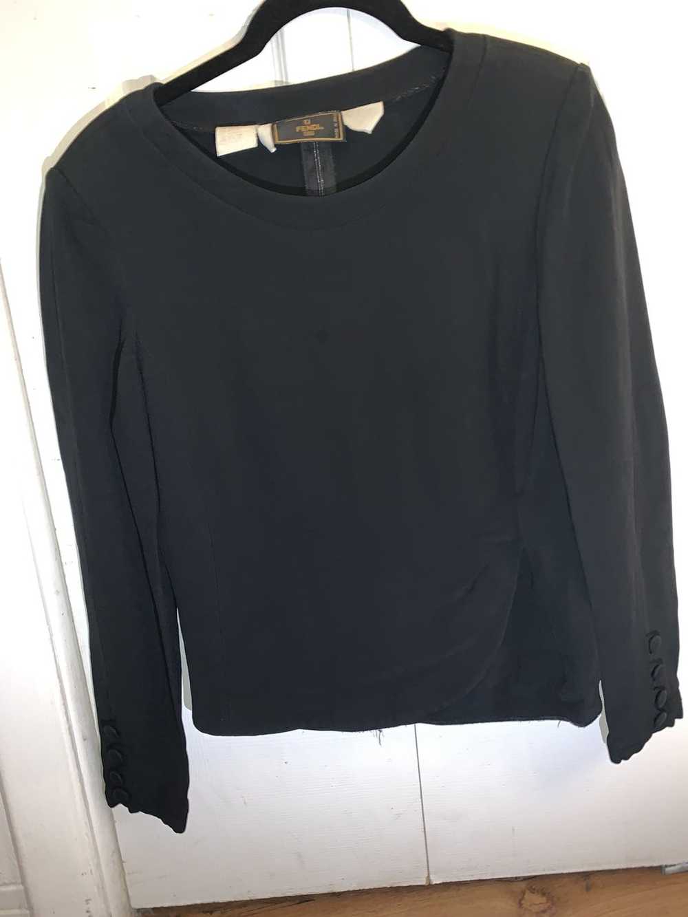 FENDI Vintage Zucca Monogram Knit Top #40 White Black Button