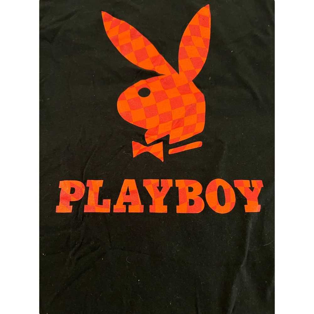 Playboy Playboy Black shirt Orange Red Harlequin … - image 3
