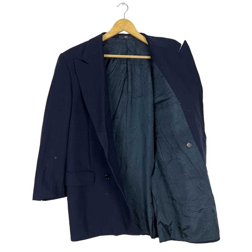 【送料&関税込】Valentino Double Coat Double-breasted Jacket In Wool Gabardine for Man in Indigo