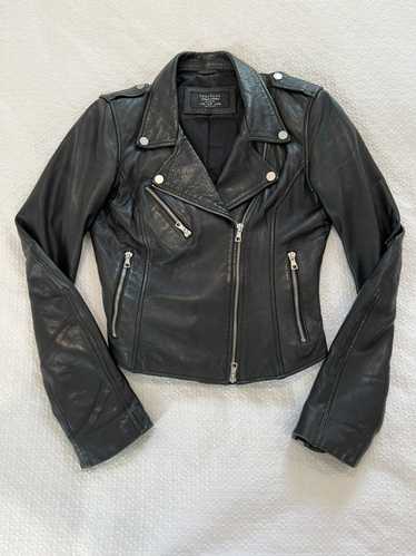 Zara Zara Black Leather Jacket with Silver Zippers