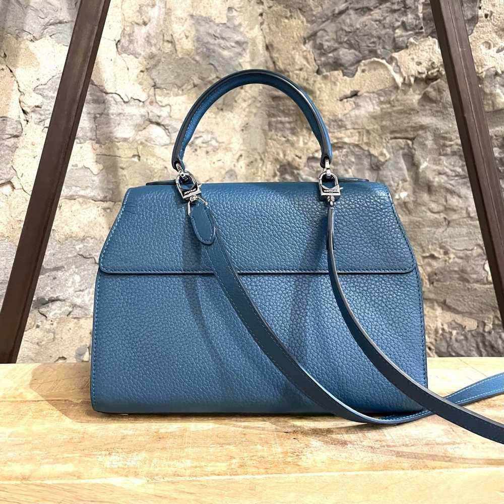 Moynat 2Way Hand Bag Shoulder Bag Pauline Light Blue Leather Mint Ladies
