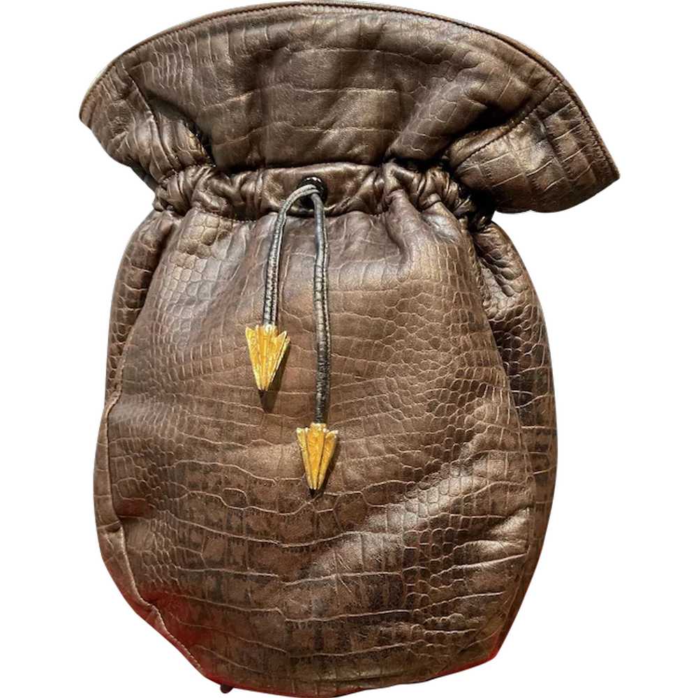 Vintage Lee Wolfe Drawstring Handbag with Decorat… - image 1