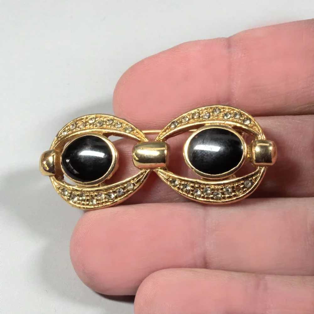Vintage infinity brooch blouse Two oval golden br… - image 3