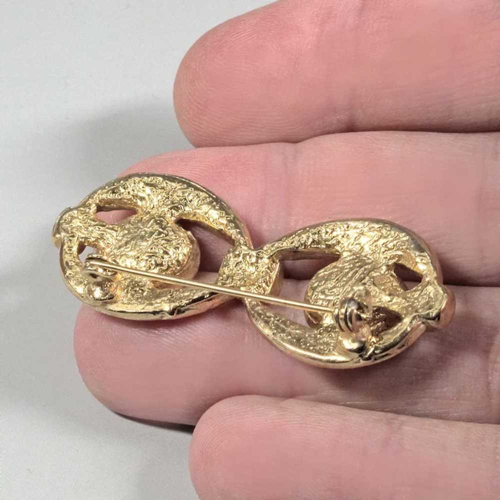 Vintage infinity brooch blouse Two oval golden br… - image 5