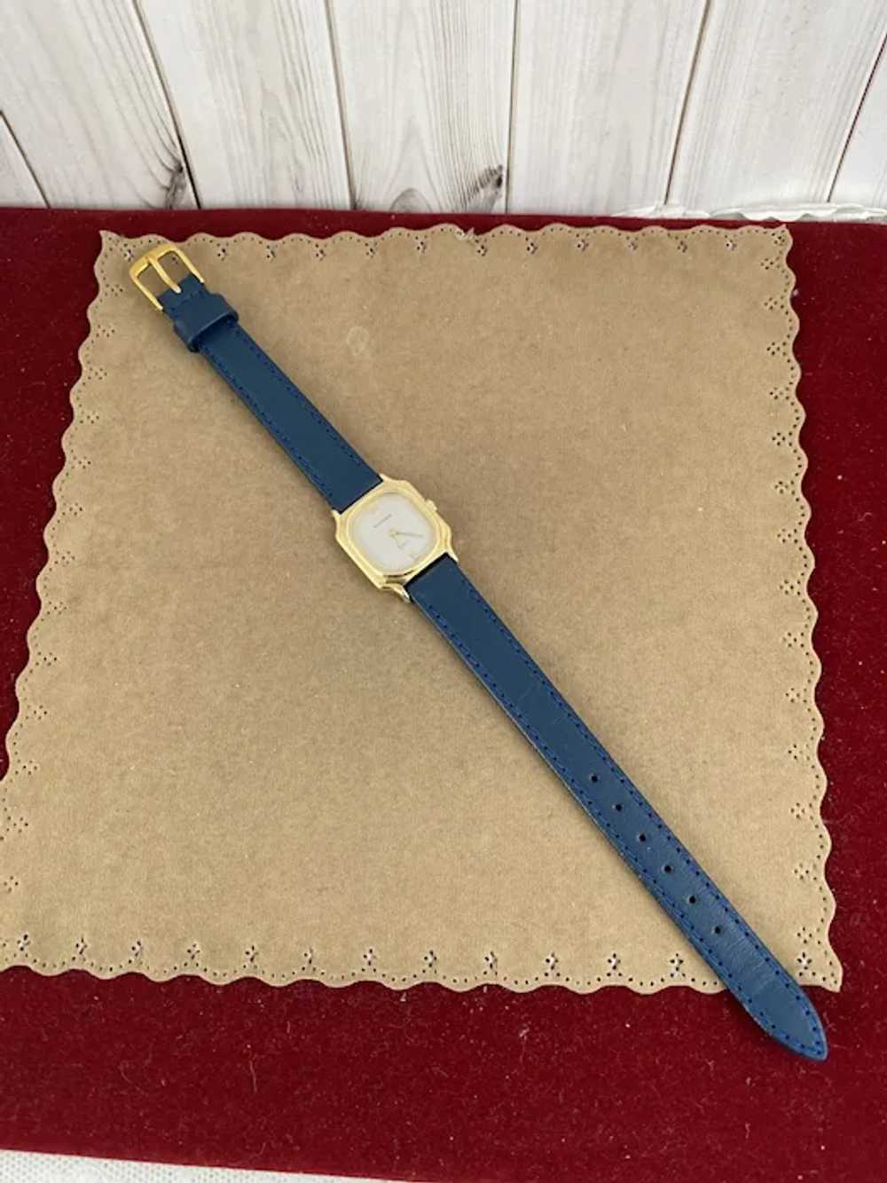 Vintage 1990's Bucherer Quartz Wrist Watch Blue S… - image 4