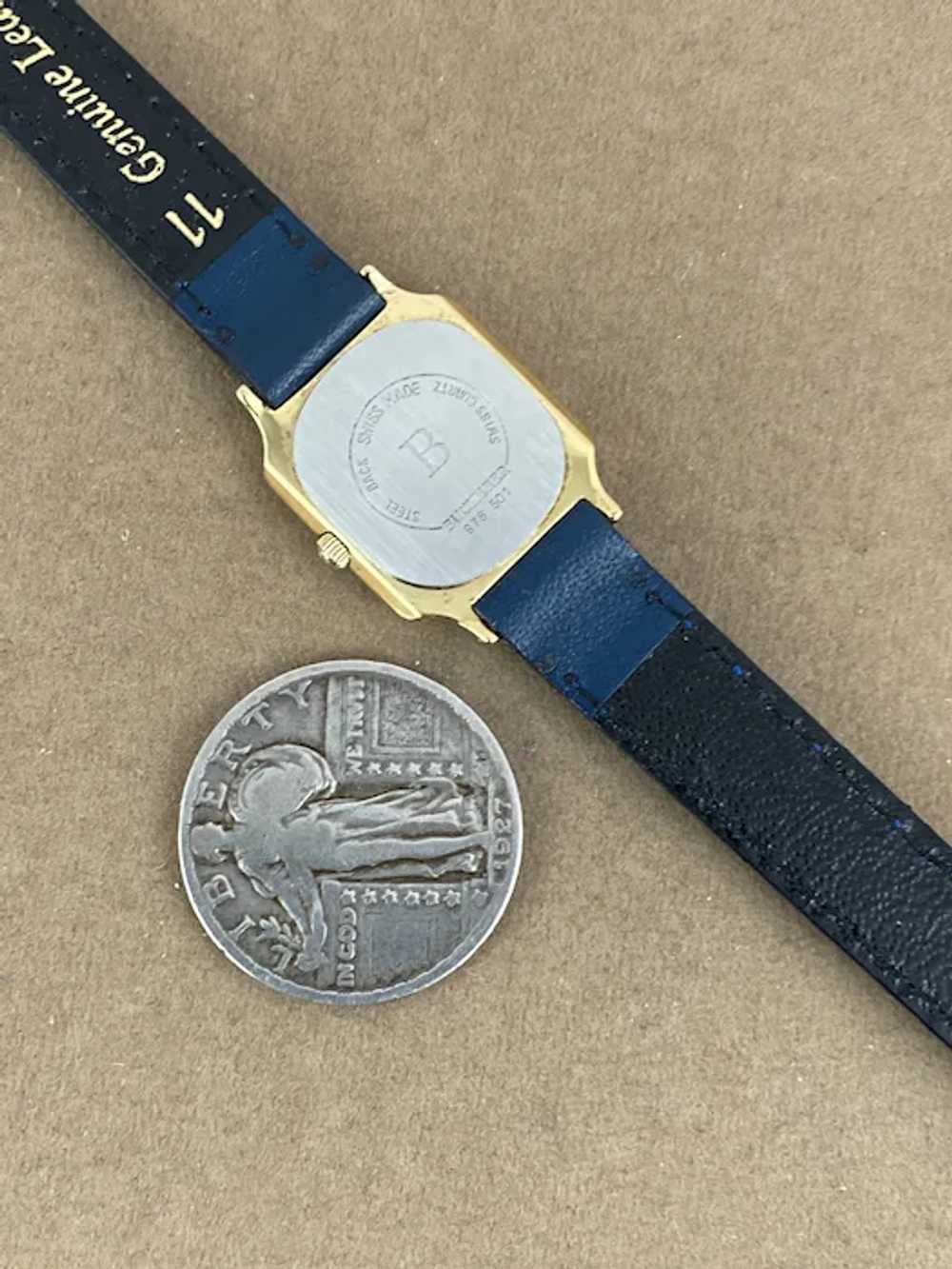 Vintage 1990's Bucherer Quartz Wrist Watch Blue S… - image 5