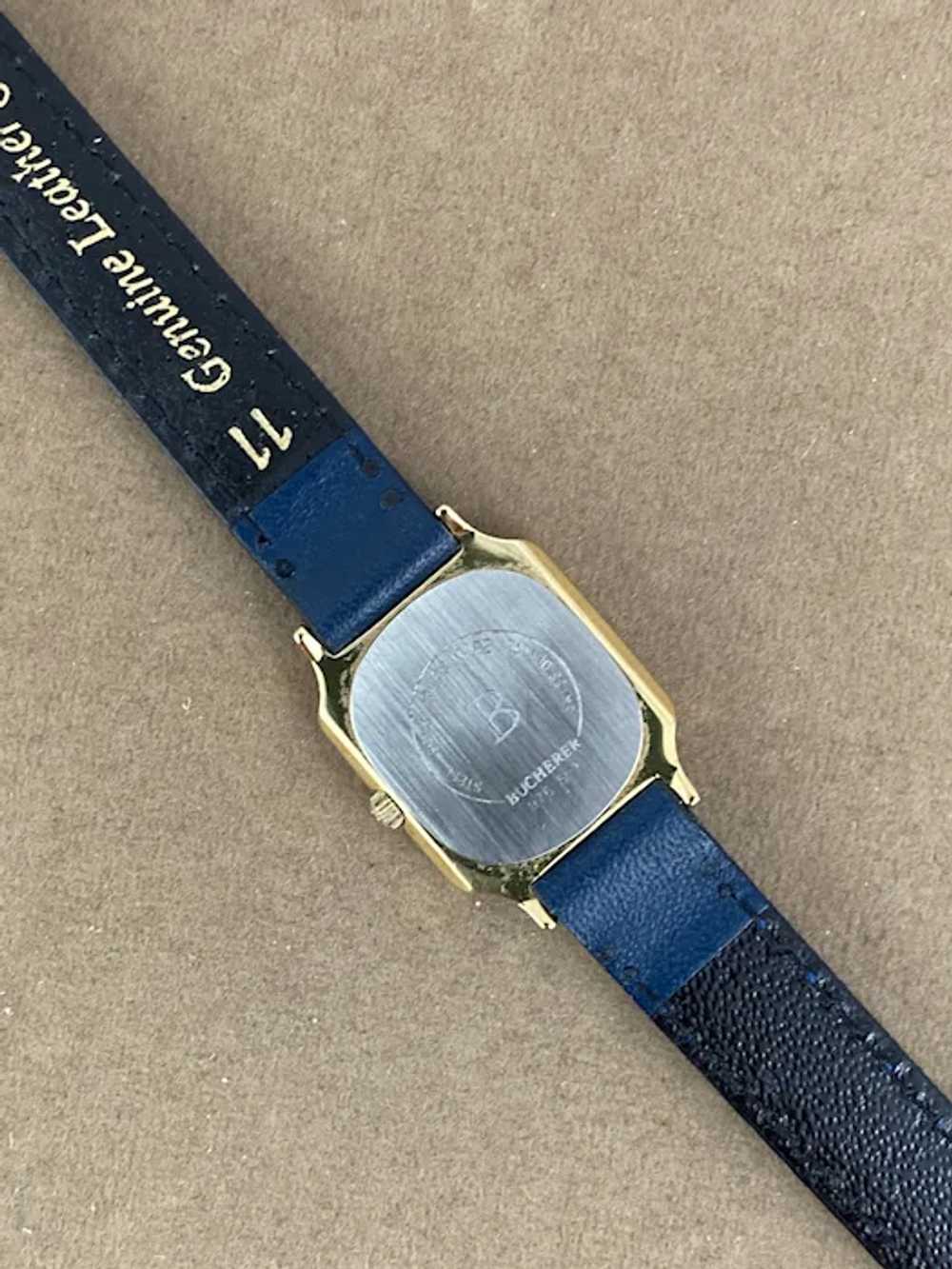 Vintage 1990's Bucherer Quartz Wrist Watch Blue S… - image 6
