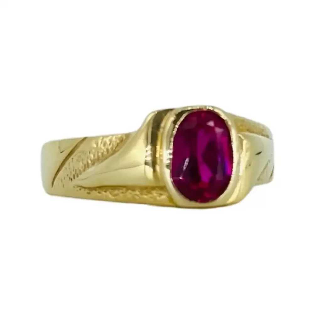 Vintage 1.61 Carat Red Ruby Oval Cut Center Band … - image 2
