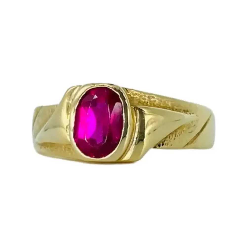 Vintage 1.61 Carat Red Ruby Oval Cut Center Band … - image 3