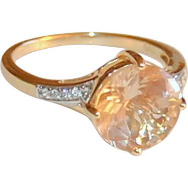 Untreated Padparadscha Color Sunstone 14K Gold Eng