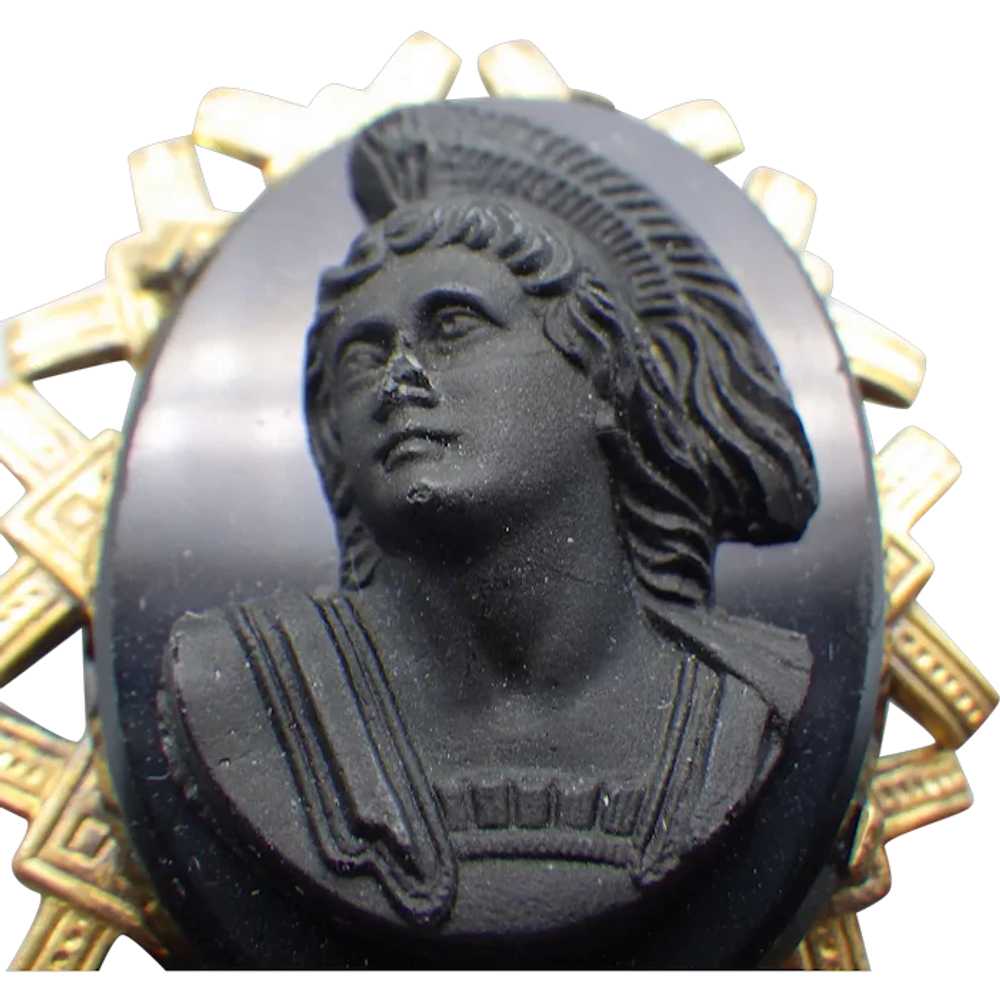 Art Deco Era Molded Glass Cameo Brooch, A Classic… - image 1