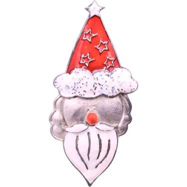 Brooch Pin Santa Claus Enameled Mid-Century Style