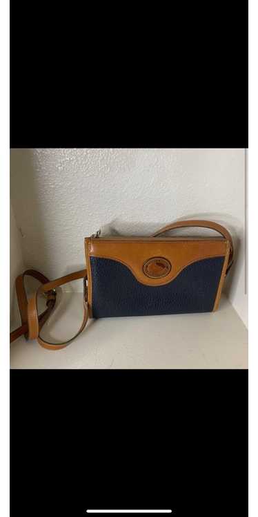 Vintage DOONEY & BOURKE Blue Brown Leather Speedy Barrel Bag Purse USA Rare  80s