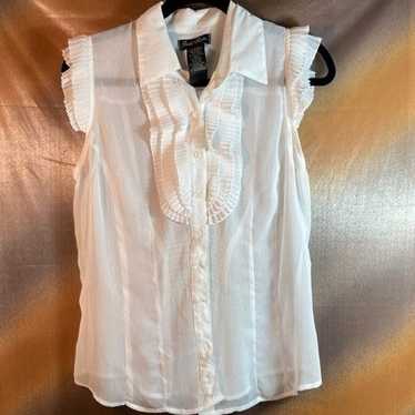Other White frilly sheer top Susie Rose size L. 4… - image 1