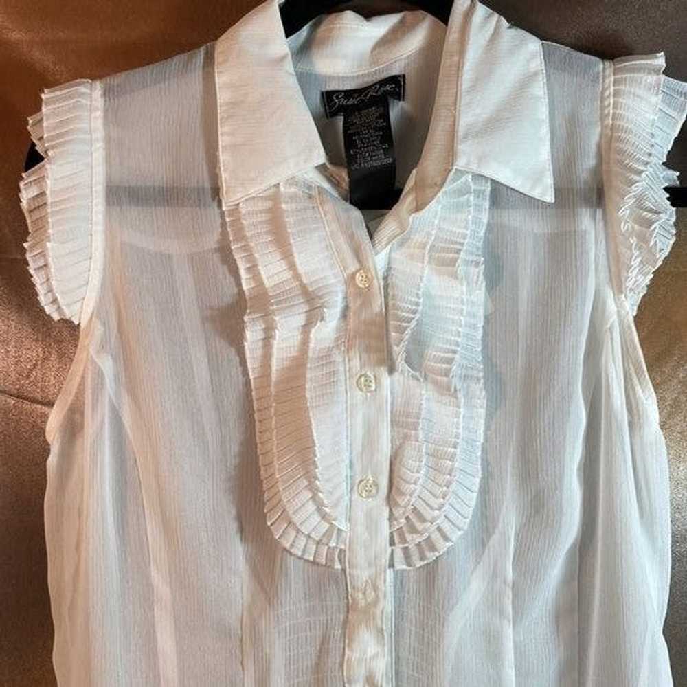 Other White frilly sheer top Susie Rose size L. 4… - image 2