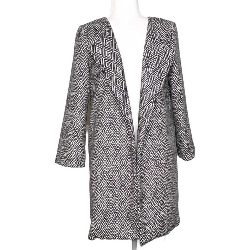 H&M H&M Diamond Pattern Open Front Long Coat Blac… - image 1