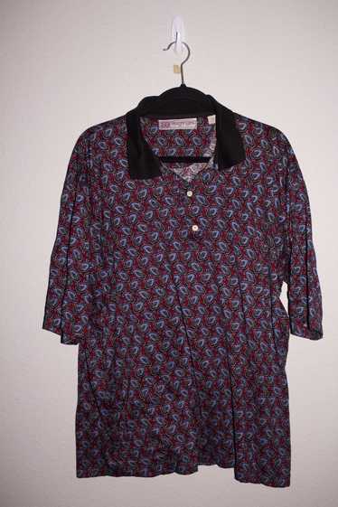 Vintage 90s Red, White and Blue Paisley Polo