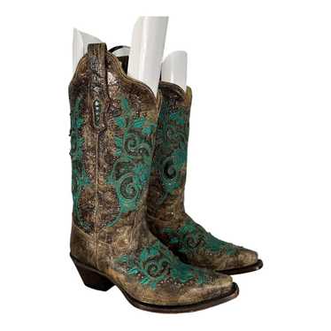 Corral Corral Western Cowgirl Boots Brown Turquois