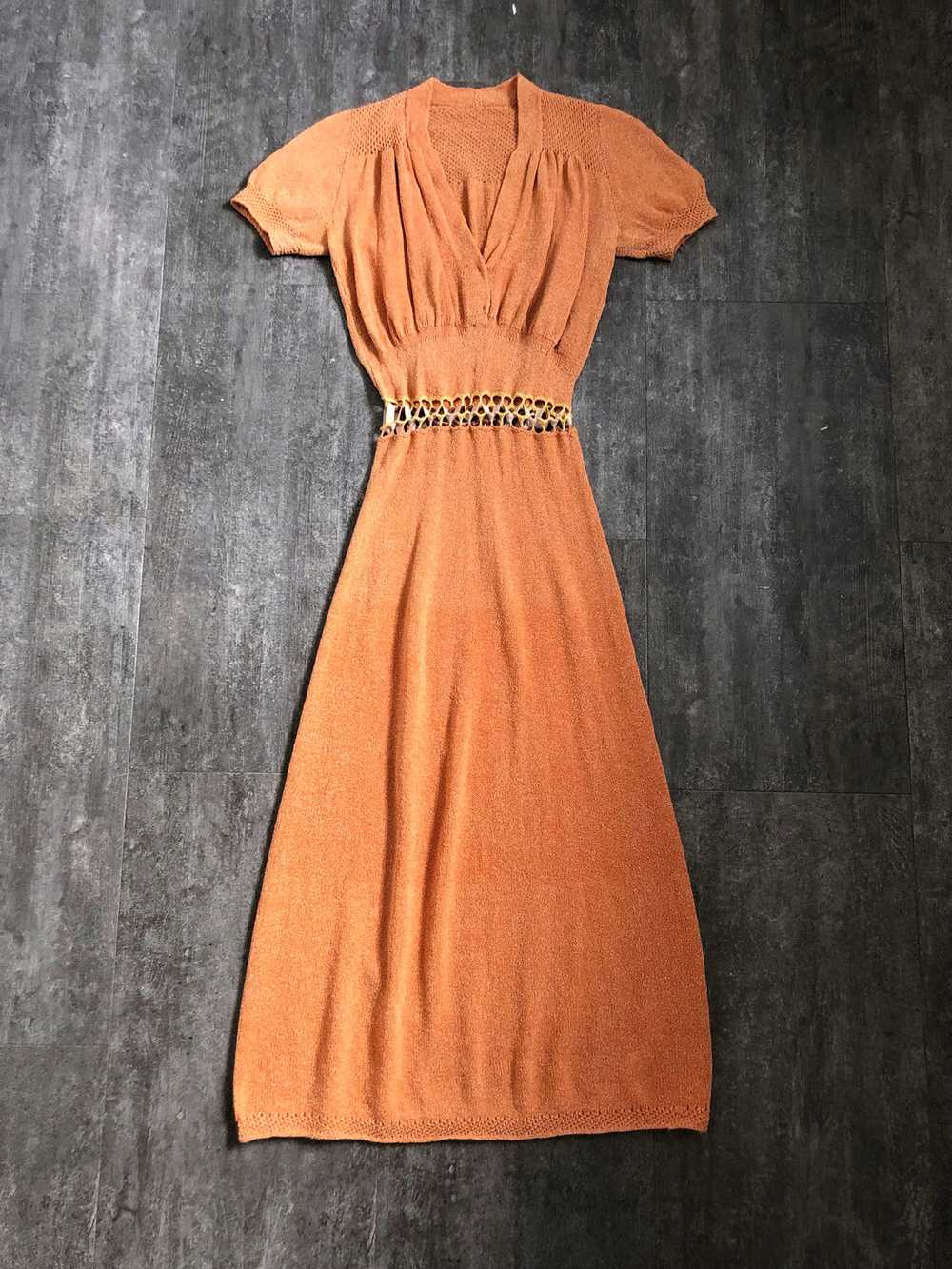 1930s 1940s knit dress . vintage knit dress . siz… - image 1